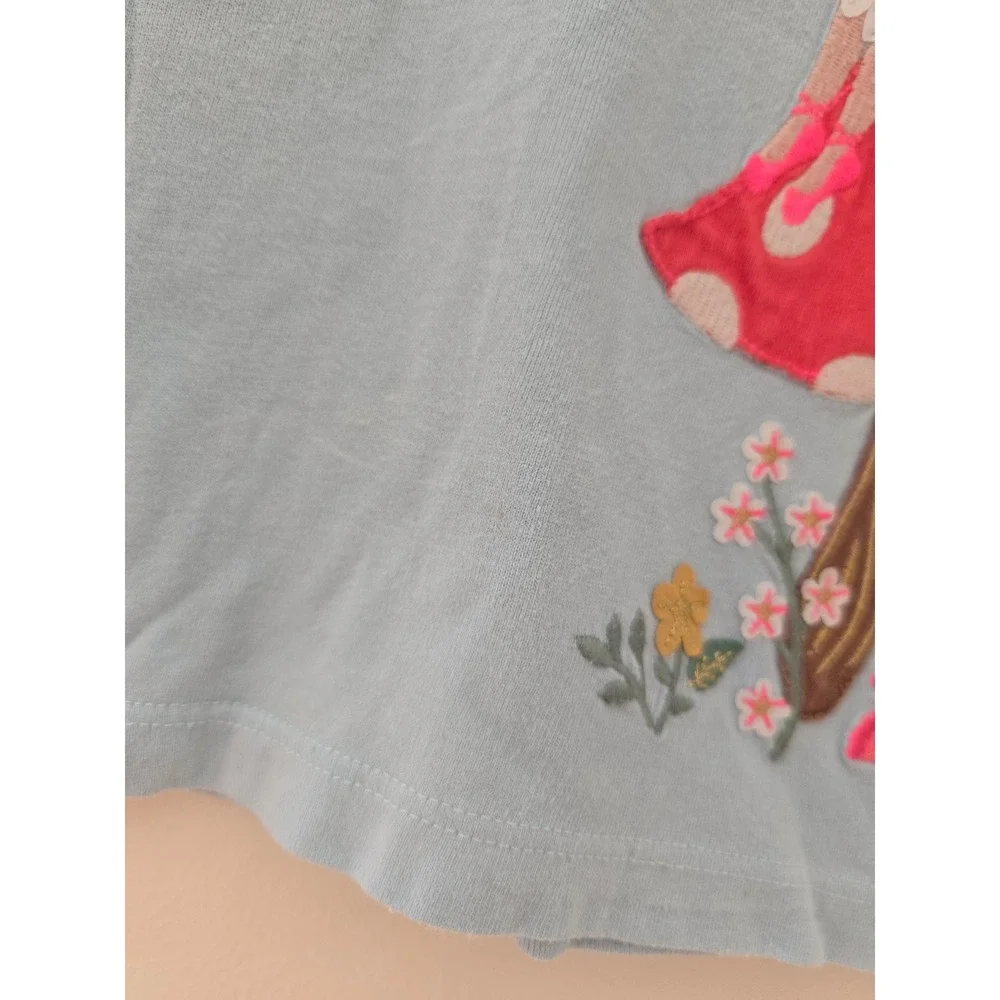 Mini Boden Girls Blue Fairy Mushroom Embroidered Long Sleeve Top 3-4Y 104cm